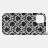 Coques Case-Mate iPhone Motif Damassé Rococo Noir sur Gris (Verso (horizontal))