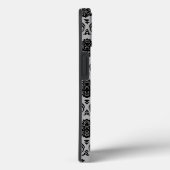 Coques Case-Mate iPhone Motif Damassé Rococo Noir sur Gris (Verso / Droite)