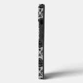Coques Case-Mate iPhone Motif Damassé Rococo Noir sur Gris (Verso / Gauche)
