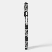 Coques Case-Mate iPhone Motif Damassé Rococo Noir sur Gris (Verso / Gauche)