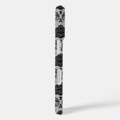 Coques Case-Mate iPhone Motif Damassé Rococo Noir sur Gris (Verso / Droite)