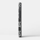 Coques Case-Mate iPhone Motif Damassé Rococo Noir sur Gris (Verso / Gauche)