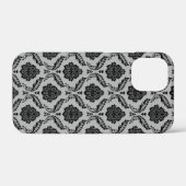 Coques Case-Mate iPhone Motif Damassé Rococo Noir sur Gris (Verso (horizontal))