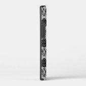 Coques Case-Mate iPhone Motif Damassé Rococo Noir sur Gris (Verso / Droite)