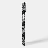 Coques Case-Mate iPhone Motif Damassé Rococo Noir sur Gris (Verso / Droite)