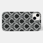 Coques Case-Mate iPhone Motif Damassé Rococo Noir sur Gris (Verso (horizontal))