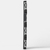 Coques Case-Mate iPhone Motif Damassé Rococo Noir sur Gris (Verso / Droite)