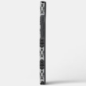 Coques Case-Mate iPhone Motif Damassé Rococo Noir sur Gris (Verso / Gauche)