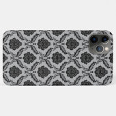 Coques Case-Mate iPhone Motif Damassé Rococo Noir sur Gris (Dos (Horizontal))