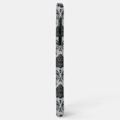 Coques Case-Mate iPhone Motif Damassé Rococo Noir sur Gris (Dos/Gauche)