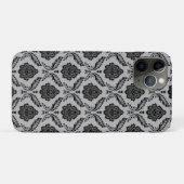 Coques Case-Mate iPhone Motif Damassé Rococo Noir sur Gris (Dos (Horizontal))