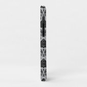 Coques Case-Mate iPhone Motif Damassé Rococo Noir sur Gris (Dos/Gauche)