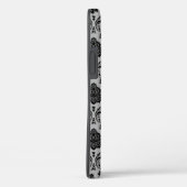 Coques Case-Mate iPhone Motif Damassé Rococo Noir sur Gris (Verso / Droite)