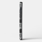 Coques Case-Mate iPhone Motif Damassé Rococo Noir sur Gris (Verso / Gauche)