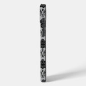 Coques Case-Mate iPhone Motif Damassé Rococo Noir sur Gris (Verso / Gauche)
