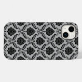 Coques Case-Mate iPhone Motif Damassé Rococo Noir sur Gris (Verso (horizontal))