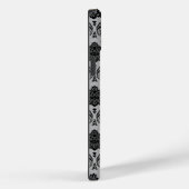 Coques Case-Mate iPhone Motif Damassé Rococo Noir sur Gris (Verso / Droite)