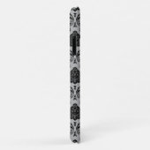 Coques Case-Mate iPhone Motif Damassé Rococo Noir sur Gris (Dos/Droite)