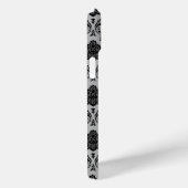 Coques Case-Mate iPhone Motif Damassé Rococo Noir sur Gris (Verso / Droite)