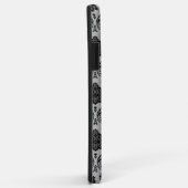 Coques Case-Mate iPhone Motif Damassé Rococo Noir sur Gris (Dos/Droite)
