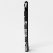 Coques Case-Mate iPhone Motif Damassé Rococo Noir sur Gris (Dos/Gauche)