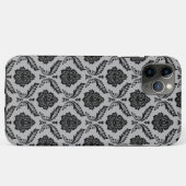 Coques Case-Mate iPhone Motif Damassé Rococo Noir sur Gris (Dos (Horizontal))