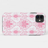 Coques Case-Mate iPhone motif damassé rose blanc (Dos (Horizontal))