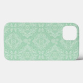 Coques Case-Mate iPhone Motif damassé vert (Verso (horizontal))