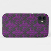 Coques Case-Mate iPhone Motif damassé violet et noir (Dos (Horizontal))