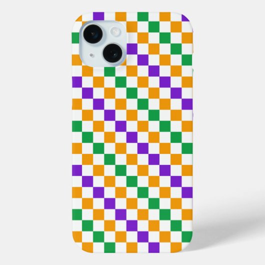 Coques Case-Mate iPhone Motif damier diagonal Mardi gras (Verso)