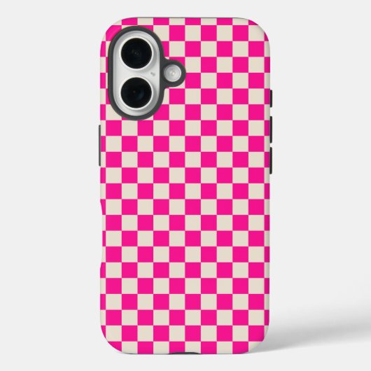 Coques Case-Mate iPhone Motif damier rose chaud et beige (Verso)