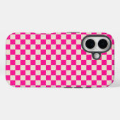 Coques Case-Mate iPhone Motif damier rose chaud et beige (Verso (horizontal))