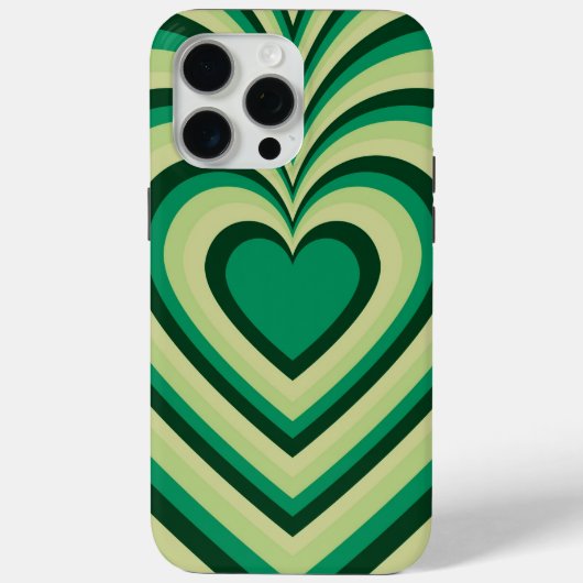 Coques Case-Mate iPhone Motif d'amour du coeur hypnotique vert (Verso)