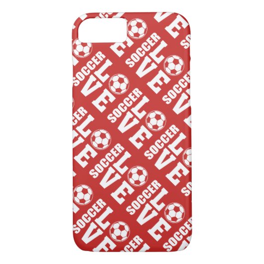 Coques Case-Mate iPhone Motif d'amour du football rouge (Dos)