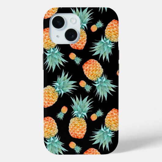 Coques Case-Mate iPhone Motif d'ananas en or sur noir | Personnalisé (Verso)