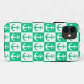 Coques Case-Mate iPhone motif d'Ancre À damiers navire - Vert océan (Dos (Horizontal))