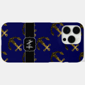 Coques Case-Mate iPhone Motif d'ancre avec faux éclats dorés Monogramme ma (Verso (horizontal))