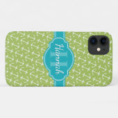 Coques Case-Mate iPhone Motif d'Ancre blanc vert Turquoise Monogramme (Dos (Horizontal))