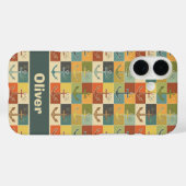 Coques Case-Mate iPhone Motif d'ancre moderne rétro nautical  (Verso (horizontal))