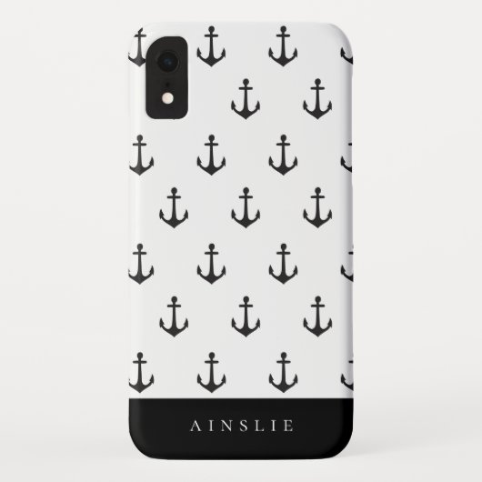 Coques Case-Mate iPhone Motif d'Ancre noir côtier chic (Dos)