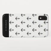 Coques Case-Mate iPhone Motif d'Ancre noir côtier chic (Dos (Horizontal))