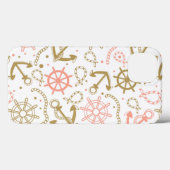 Coques Case-Mate iPhone Motif d'Ancres d'or (Verso (horizontal))