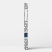 Coques Case-Mate iPhone Motif d'Ancres gris blanc Nom de la marine (Verso / Gauche)