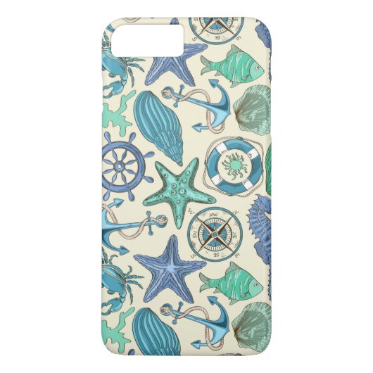 Coques Case-Mate iPhone Motif d'animaux marins Turquoises (Dos)