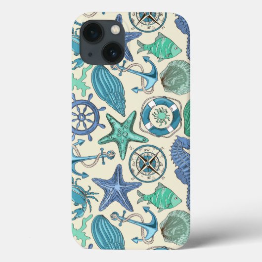 Coques Case-Mate iPhone Motif d'animaux marins Turquoises (Verso)