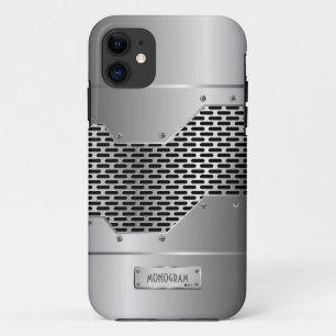 Coques Pour iPhone Motif d'apparence métallique brillant gris argent