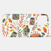 Coques Case-Mate iPhone Motif d'aquarelle avec feuillage d'automne. (Verso (horizontal))