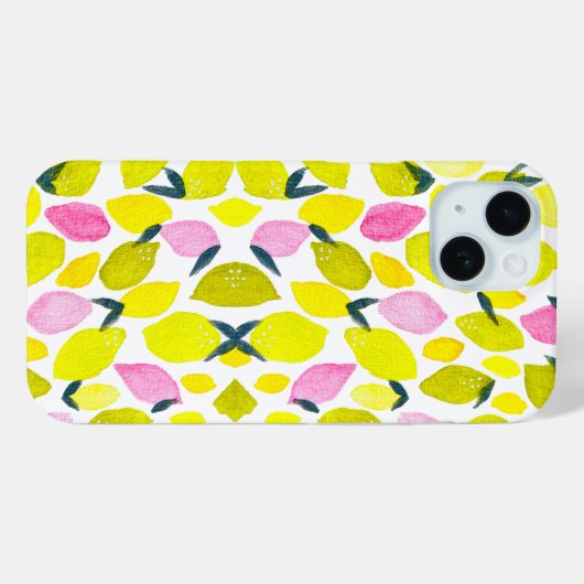Coques Case-Mate iPhone Motif d'aquarelle citron (Verso (horizontal))