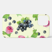 Coques Case-Mate iPhone Motif d'aquarelle de framboise, curry (Verso (horizontal))