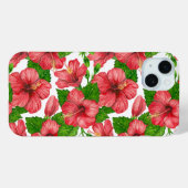 Coques Case-Mate iPhone Motif d'aquarelle d'hibiscus rouge (Verso (horizontal))
